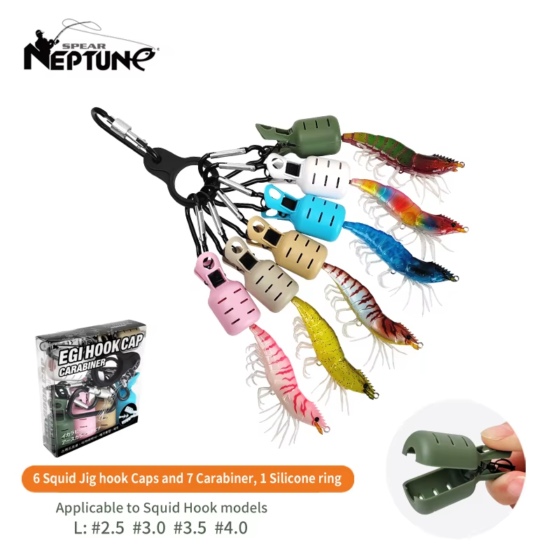 Fishing Lure Making Kit - カラフルなイカジグフックキャッププロテクターキット6個セット（カラビナ付き） - オクトパスエギルアー用カバー、コウイカ釣り用タックルアクセサリー