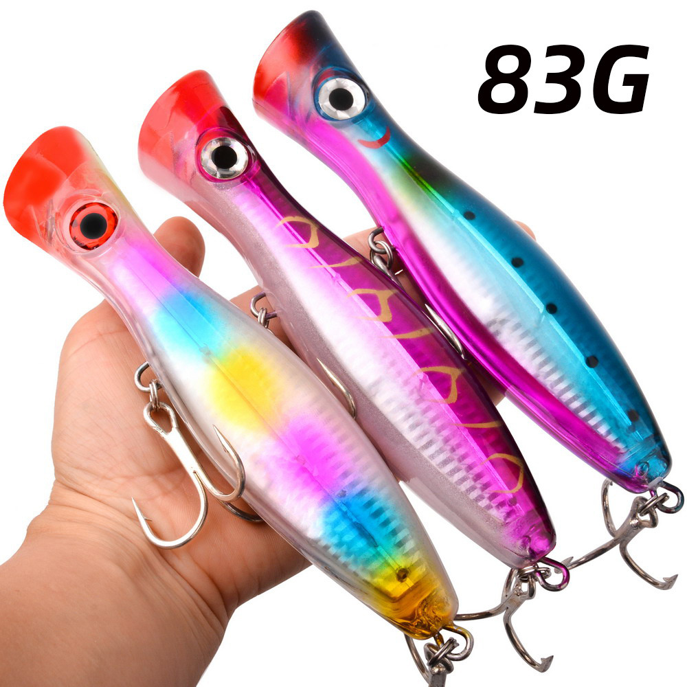 Fishing Lure Popper - 1pc 43 グラム/83 グラムビッグポッパーフローティングワブラー釣りルアー、トップウォータートローリング人工プラスチックハード餌、釣具