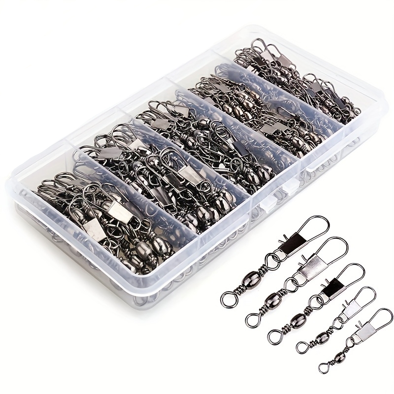 Fishing Lure Spinnerbait - 50/200個入りバレルスナップスイベル釣りアクセサリー、ボールベアリングスイベルスナップコネクター付きギア、クイックコネクトルアー用